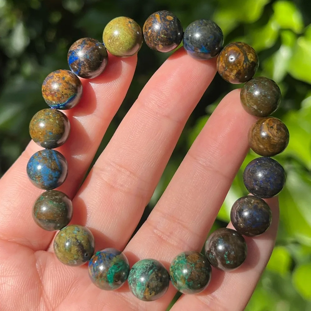 11mm stretchable‎ azurite bracelet